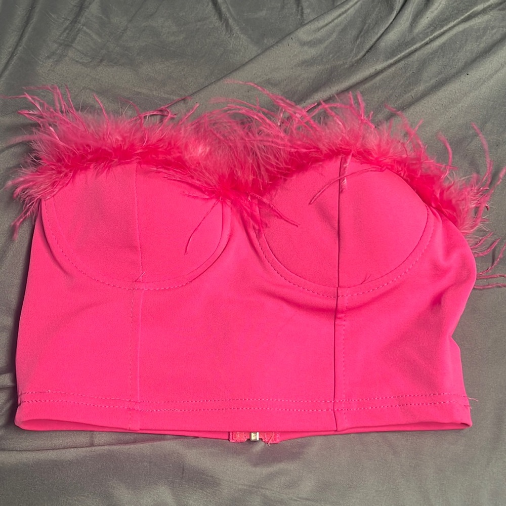Hot pink Feathered tube top